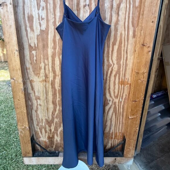 Banana Republic Blue Satin Spaghetti Strap Cocktail Dress (Size L) - Picture 3 of 4